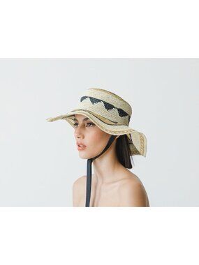 $192 Sensi Studio Montana Beach Hat Natural Beige straw Ecuadorian Frayed Sunhat